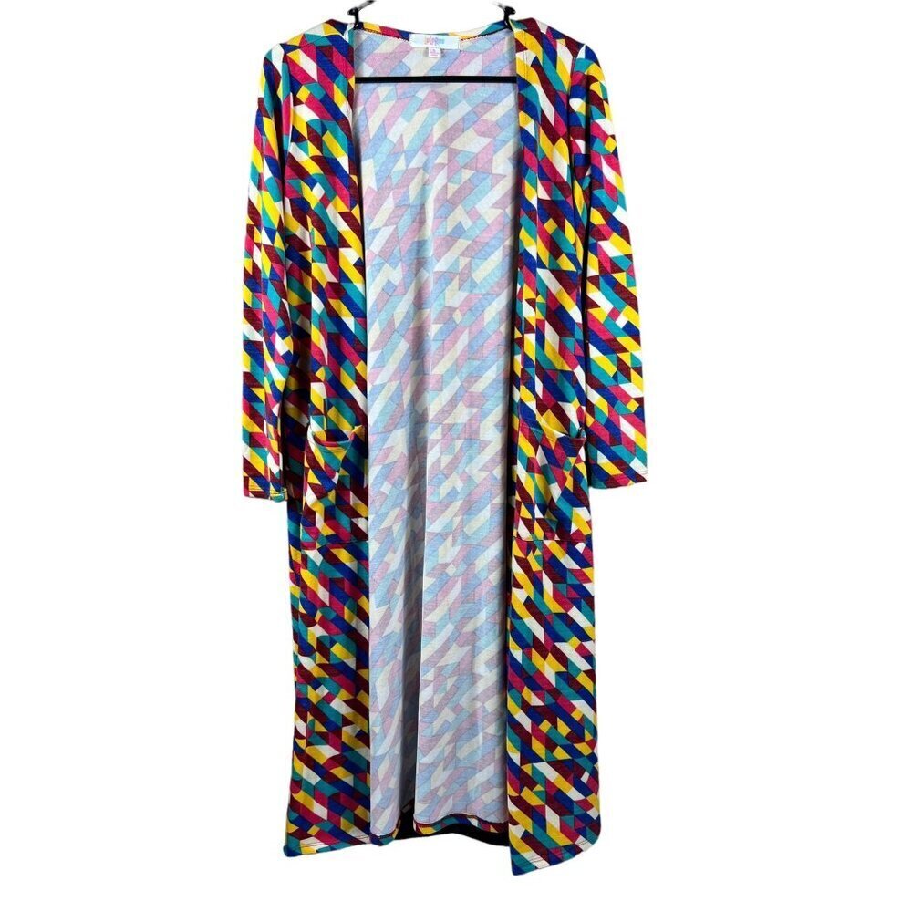 Lularoe Sarah Women's Long Thin Multi-Color Cardigan w/ Pockets